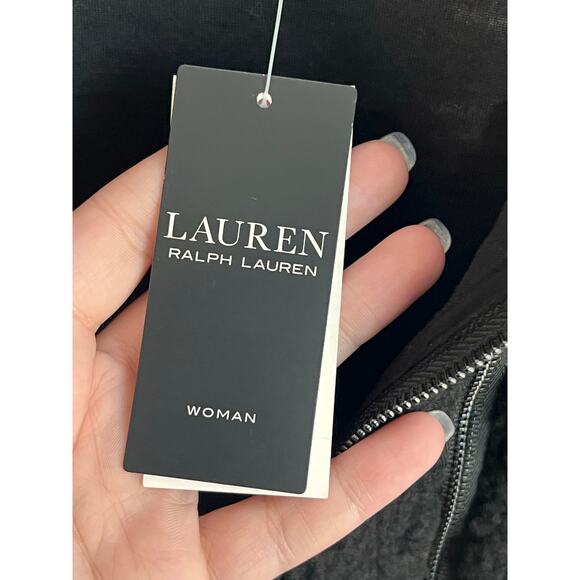 Lauren Ralph Lauren Jacquard Faux-Shearling Jacket Black/Red Women's 2X NWT - Picture 7 of 11